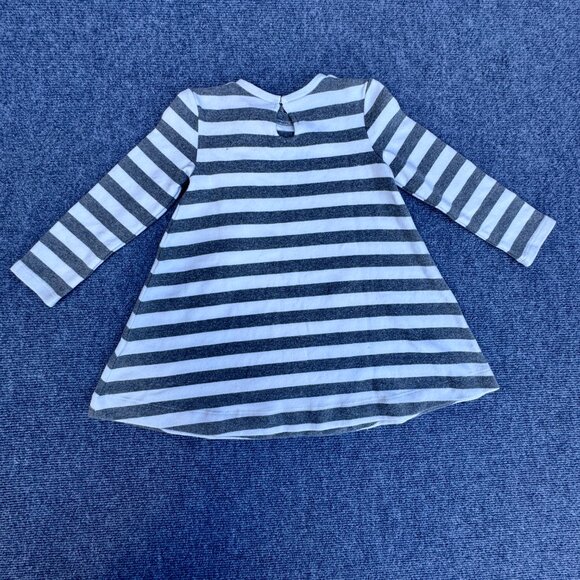 Mayoral Gray Stripe 3D Bow Dress Girls Size 4 Long Sleeve - Picture 4 of 9